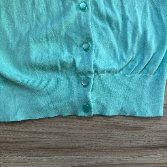 J. Crew 3/4 Sleeve Button Down Cardigan in Mint Green - Picture 3 of 5